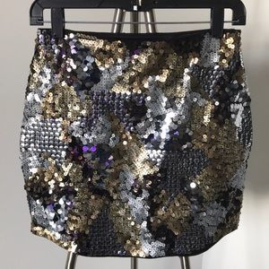 Express Camouflage Sequins Mini Skirt